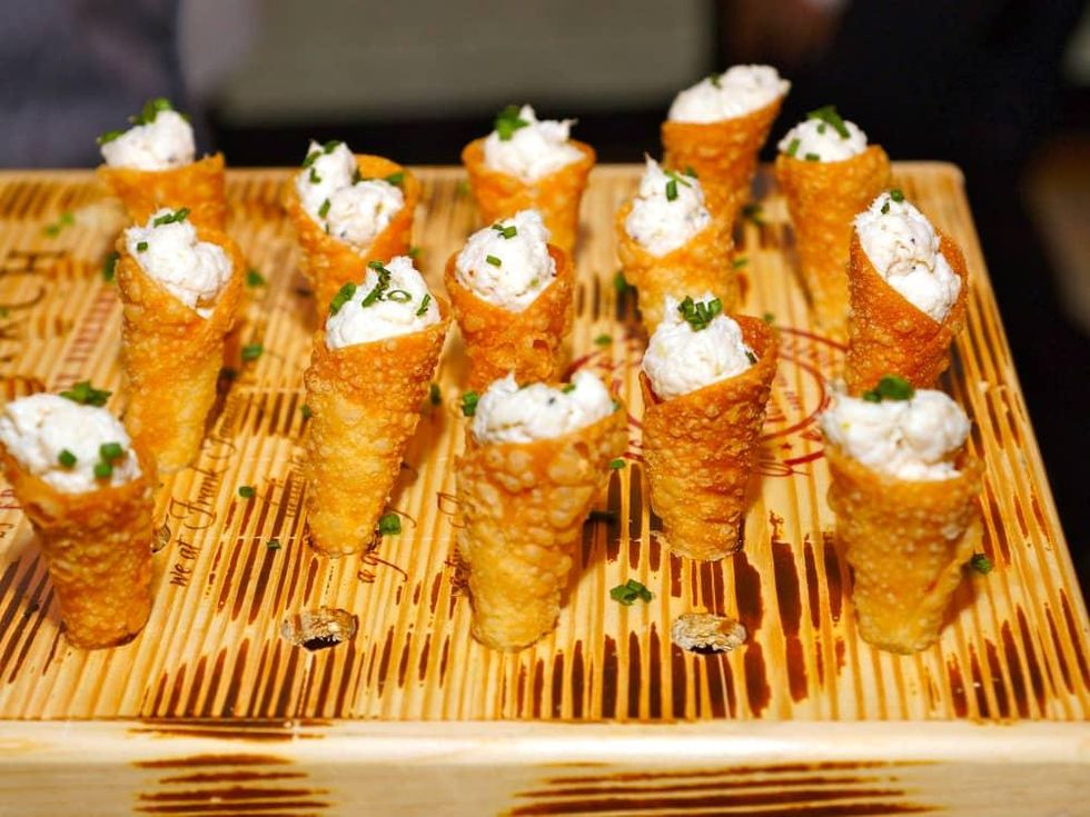 Houston, Roseann Rogers and Lara Bell birthday party, August 2015, appetizers at B&B