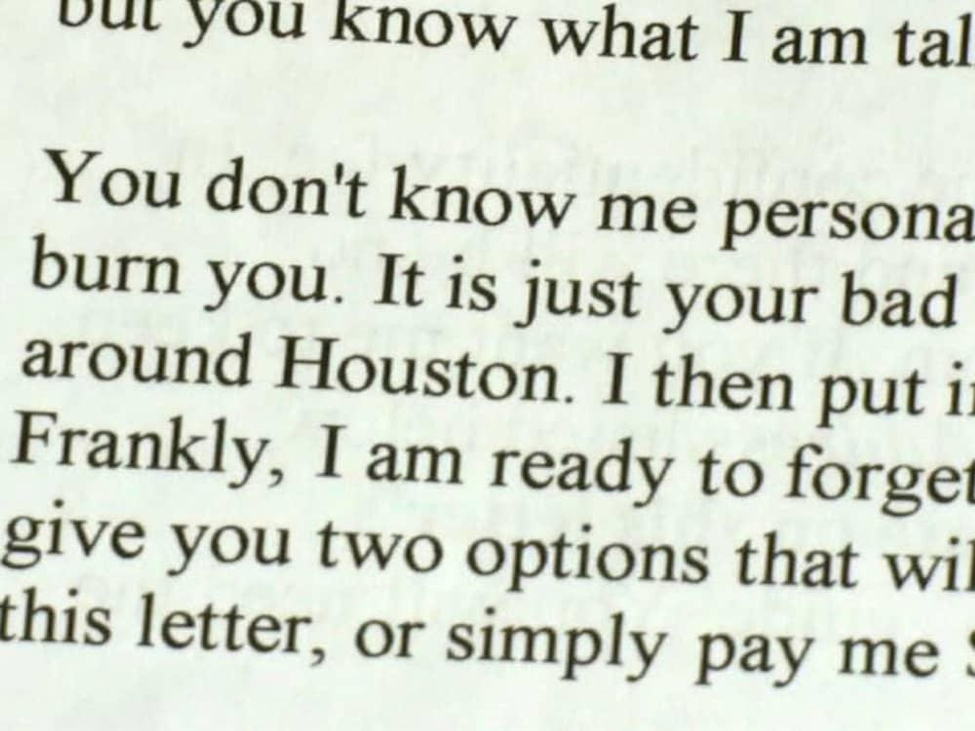 Houston scam letter alert David Audrey Gow