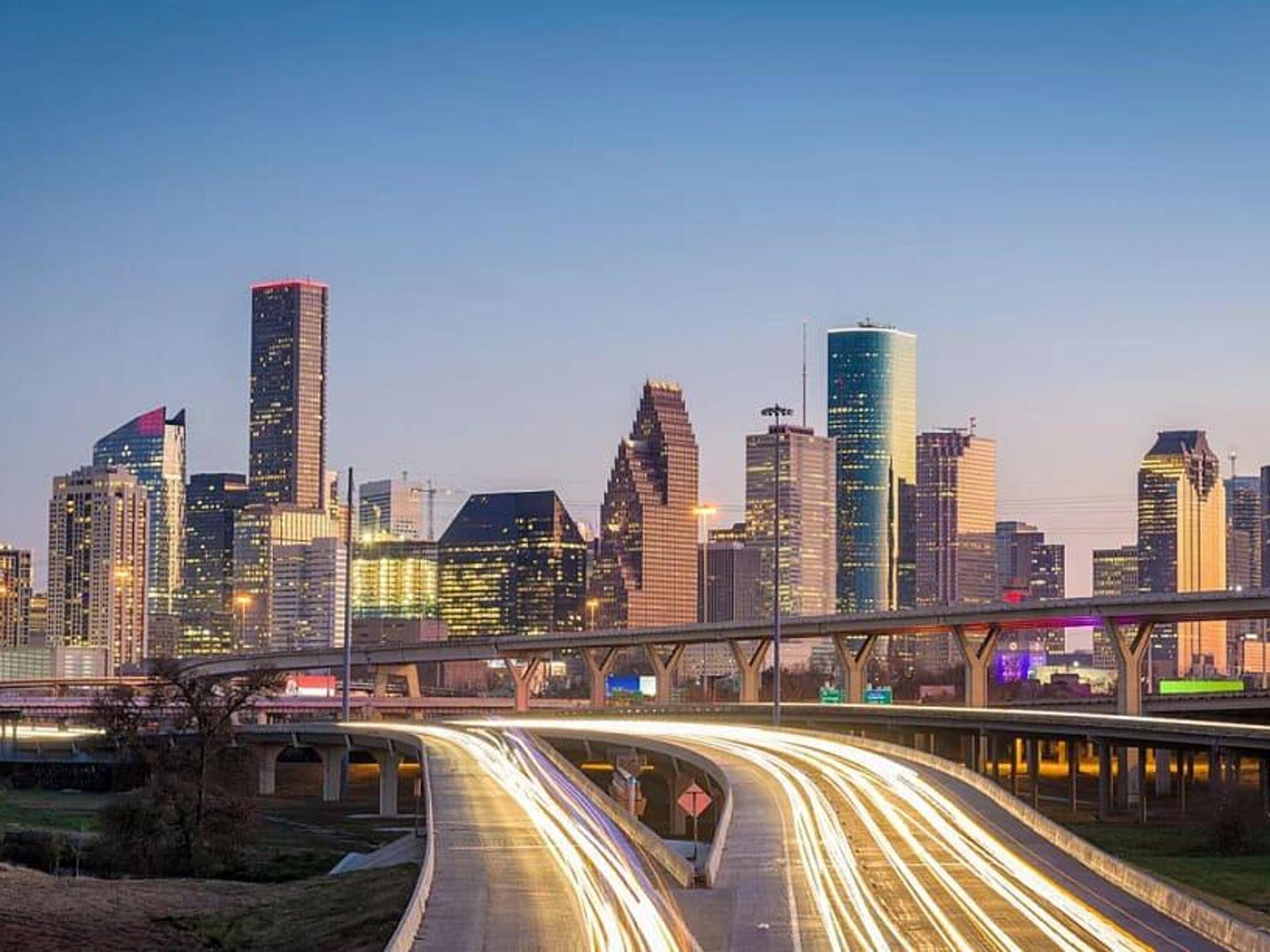 Houston skyline downtown night