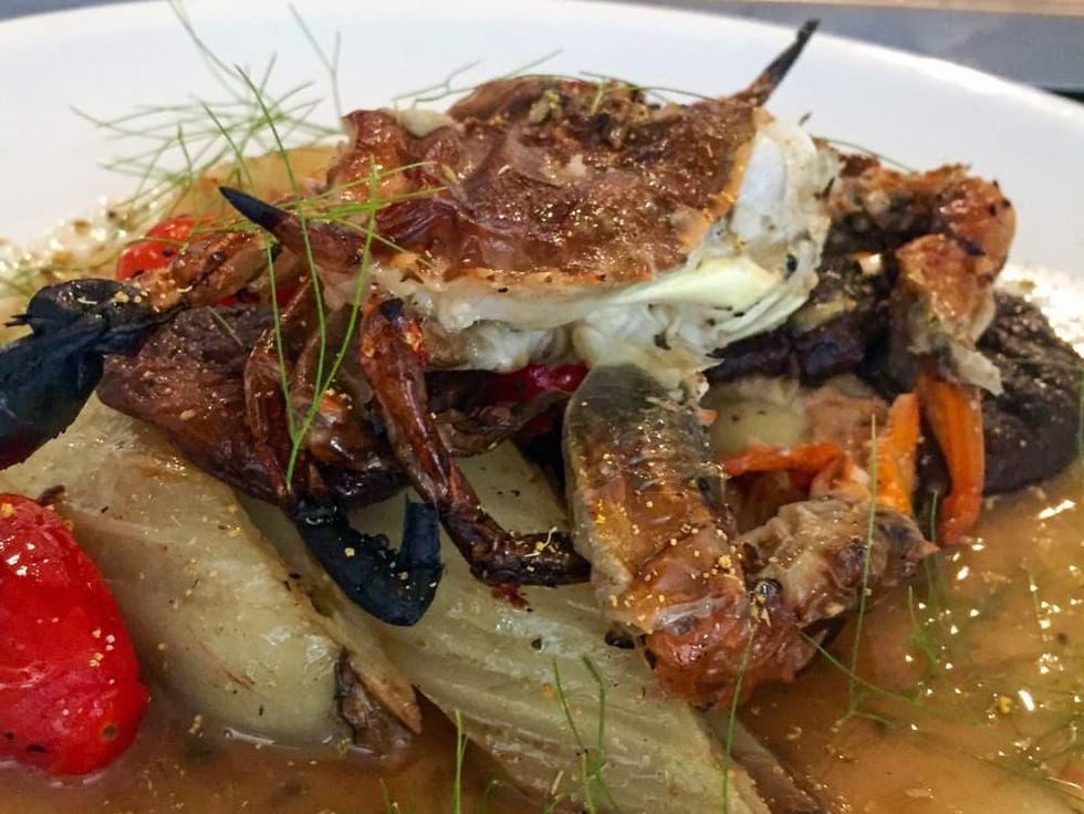 Houston, soft shell crab dishes, June 2017, Coltivare