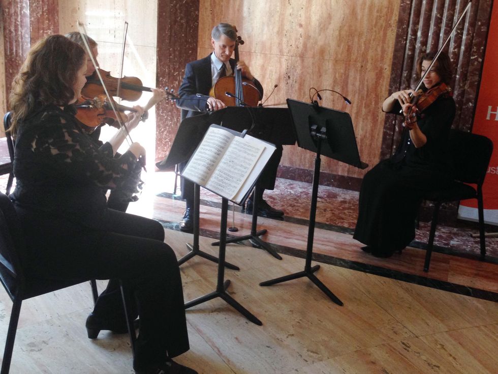 Houston Symphony quartet play after announcement that the Leipzig Gewandhaus Orchestra will play in Houston