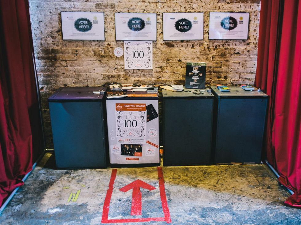 Houston Symphony voting booth at OKRA at the Houston Symphony Young Professionals Backstage kick-off party