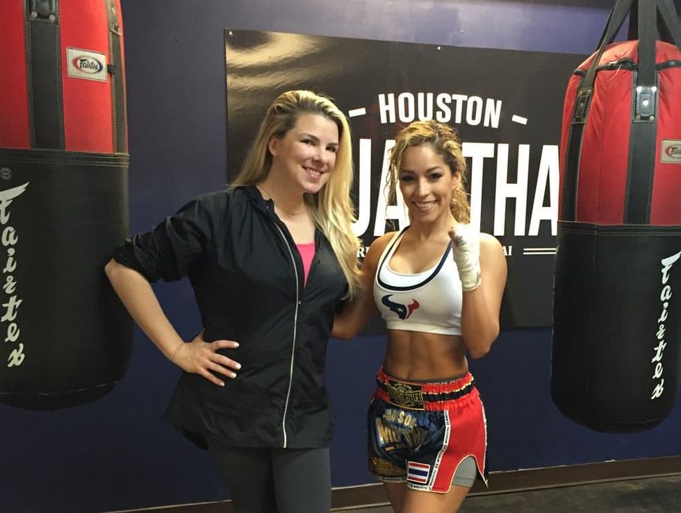 Houston Texans cheerleader Antonieta with Cari Shoemate