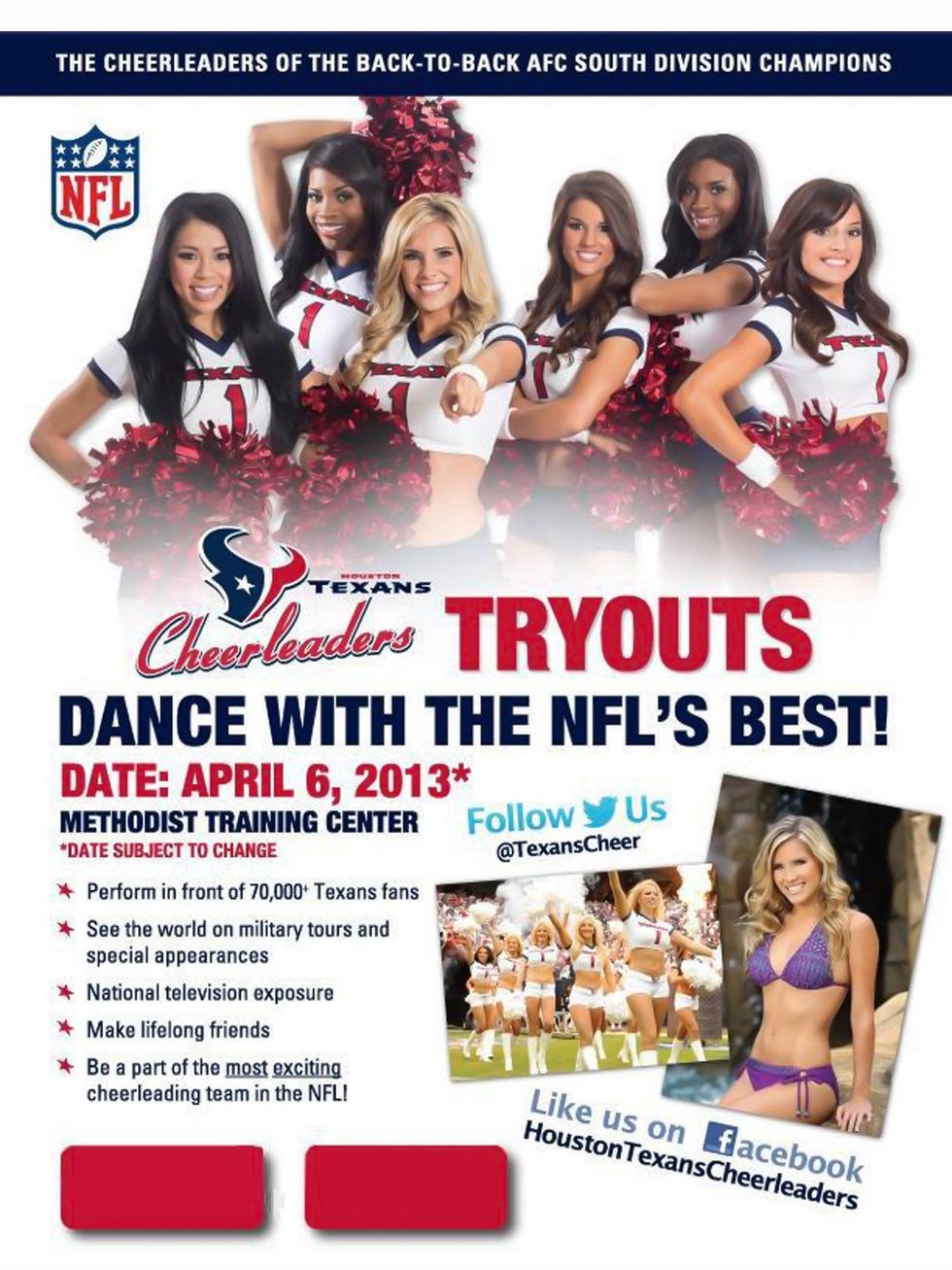 Houston Texans Cheerleaders, tryouts poster