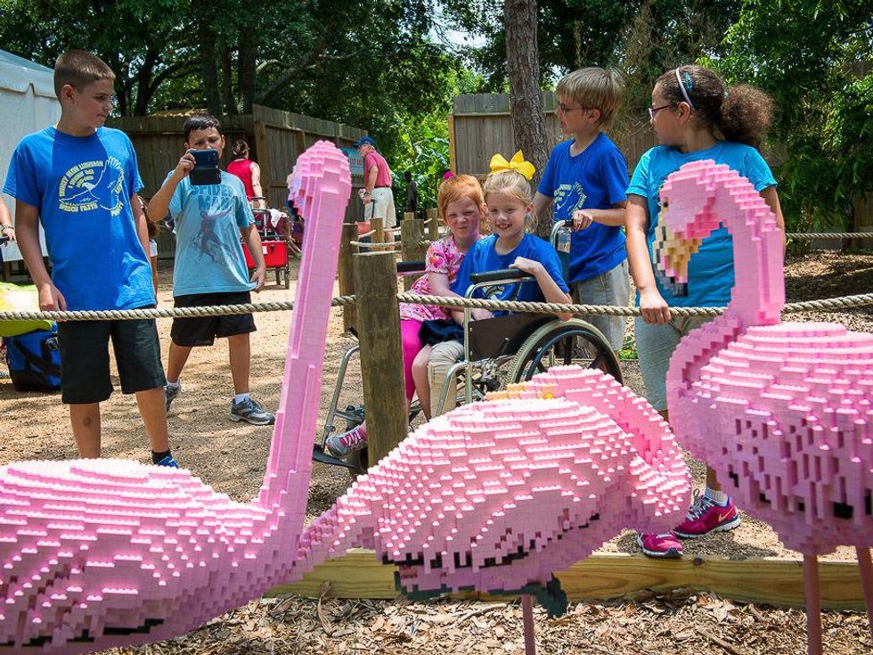 Houston Zoo Animals Assembled Legos June 2013 flamingos