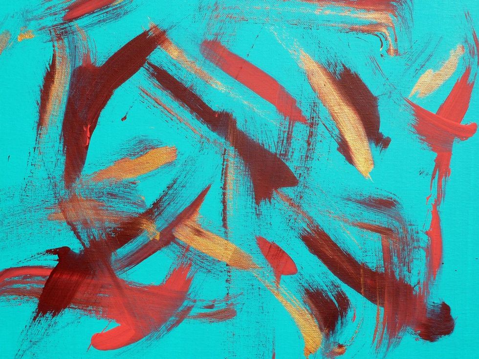 Houston Zoo exhibit paintings by elephants and orangutans April 2014 Indah-Lazy_Infinite_16_x_20_framed