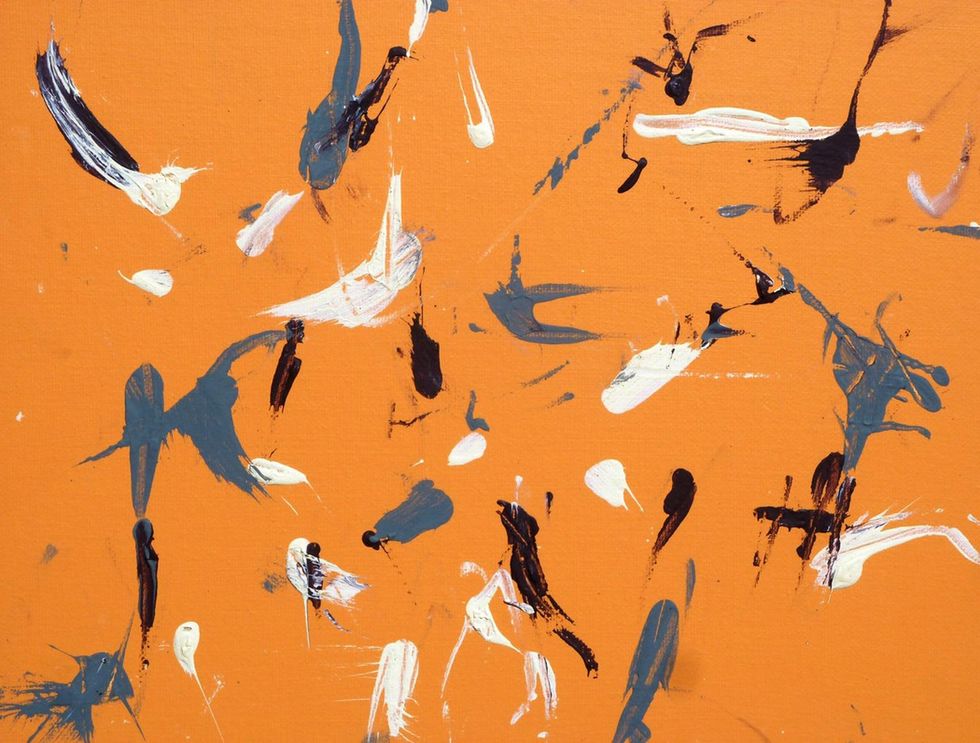 Houston Zoo exhibit paintings by elephants and orangutans April 2014 Siamangs-_Apricot_Afternoon_11_x_14_framed