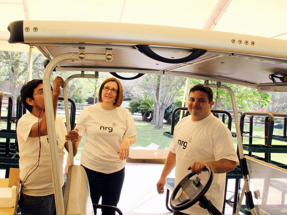 Houston Zoo, solar-powered golf carts, March 2013, NRG Volunteers
