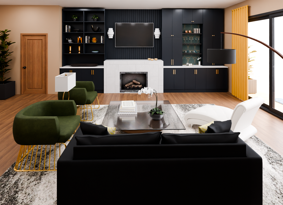 Houzz 2026 home design predictions, rendering of a zoned built-in space