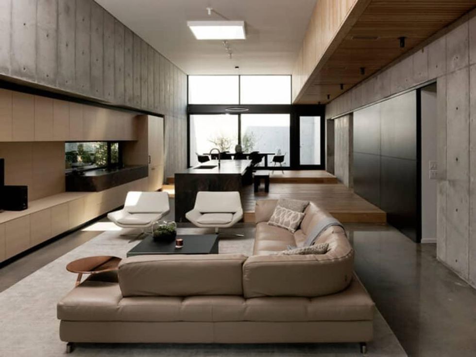 Houzz Houston house home Japanese-style concrete box living room