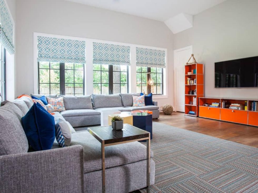 Houzz Houston house home Southern Americana Spanish colonial June 2016 family entertainment room