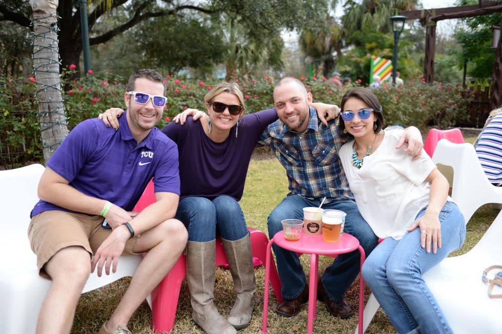 Hunter Greene, from left, Brooke Story, Drew Sabetti and Alicia Zaccagni at Houston's Young Professionals Flock to a Beastly Brunch at the zoo February 2015