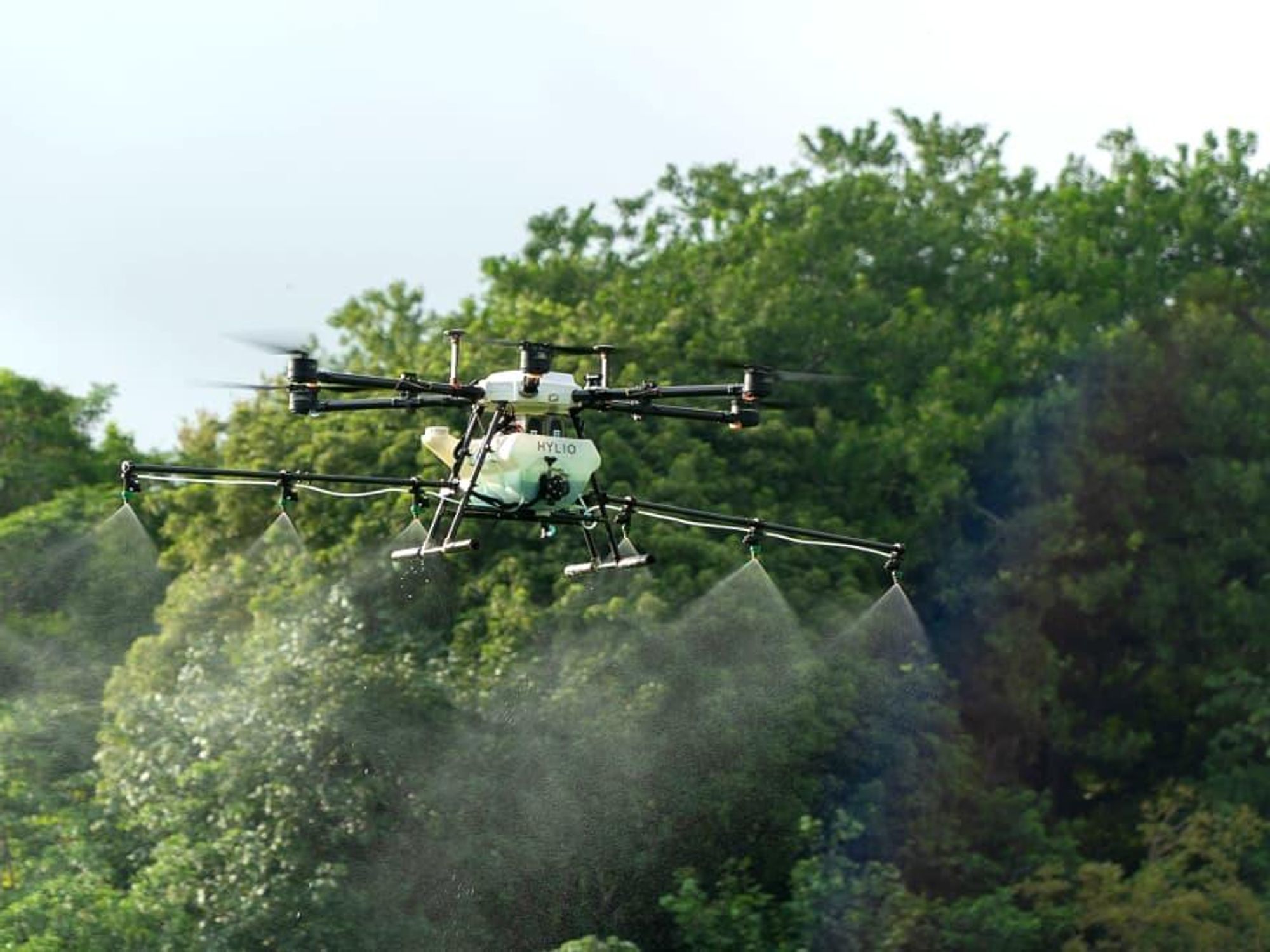 Hylio drone spraying