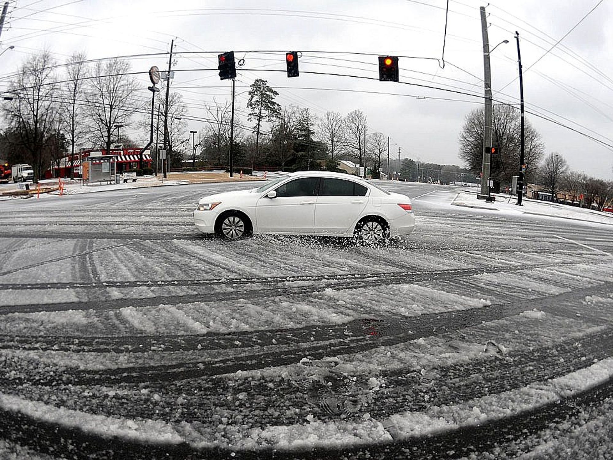 icy road houston car