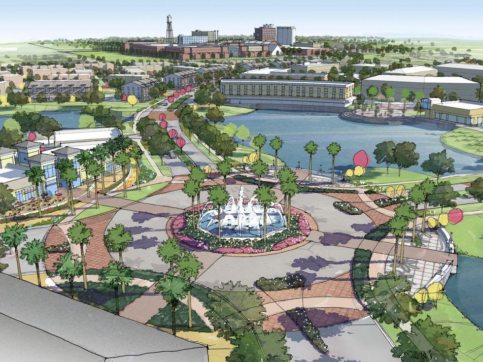 Imperial Sugar, Sugar Land, renderings, fountain