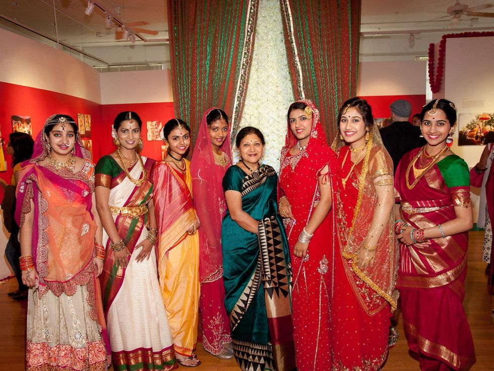 Indian Weddings exhibition Houston June 2013 Rathna Kumar with dancers representing the seven different bridal traditions