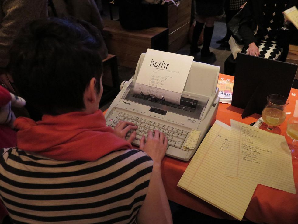 Inprint writing poetry for guests at the CounterCurrent Kick-Off March 2014