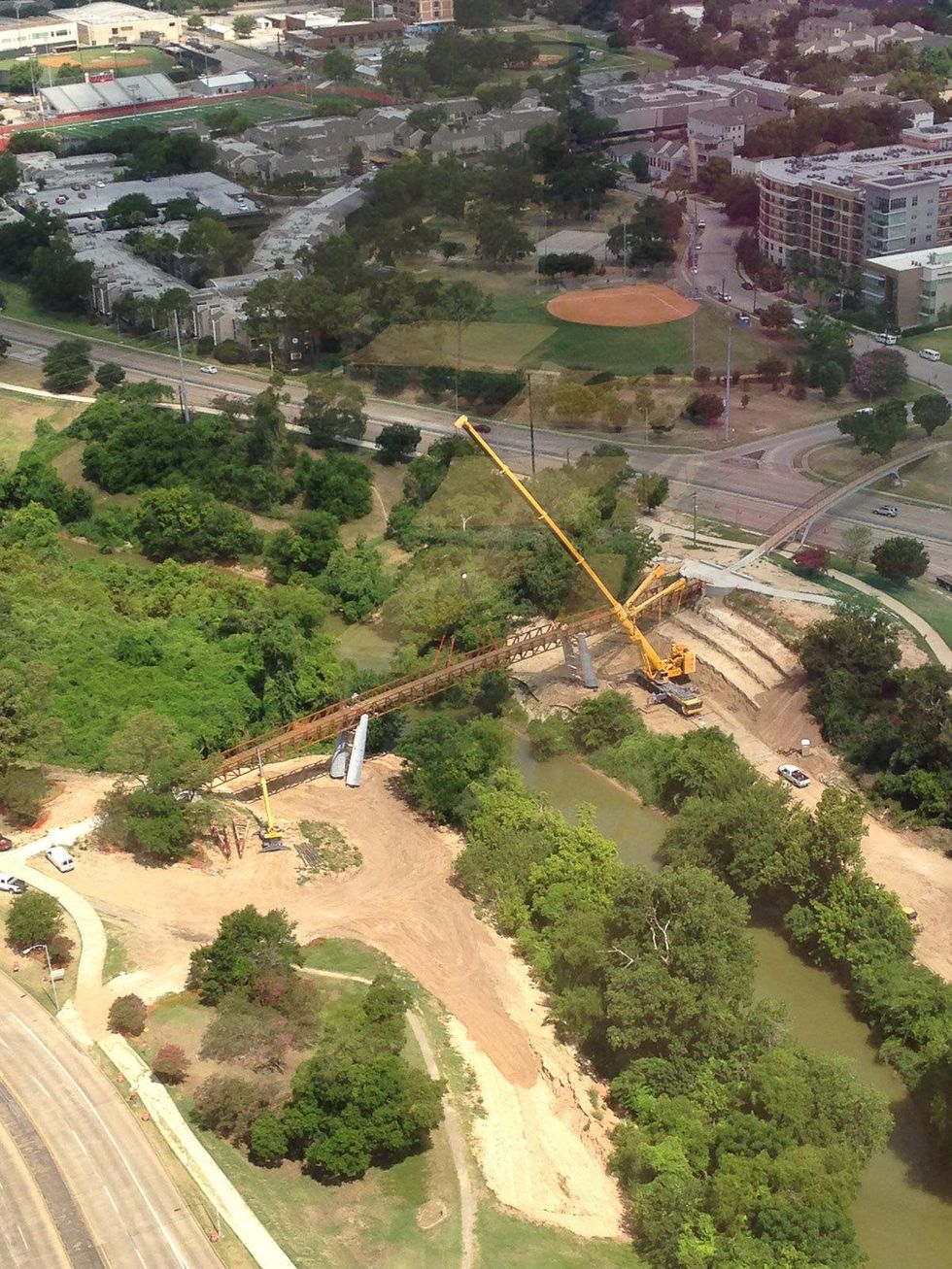 Installation of Final Bridge Span for Pedestrian Bridge at Jackson Hill Street Houston June 2013