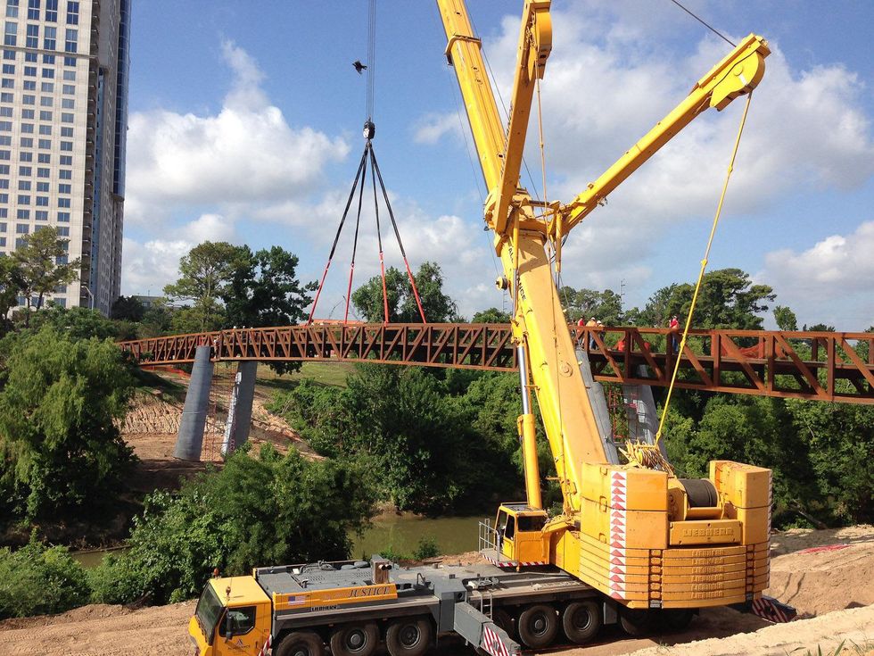 Installation of Final Bridge Span for Pedestrian Bridge at Jackson Hill Street Houston June 2013