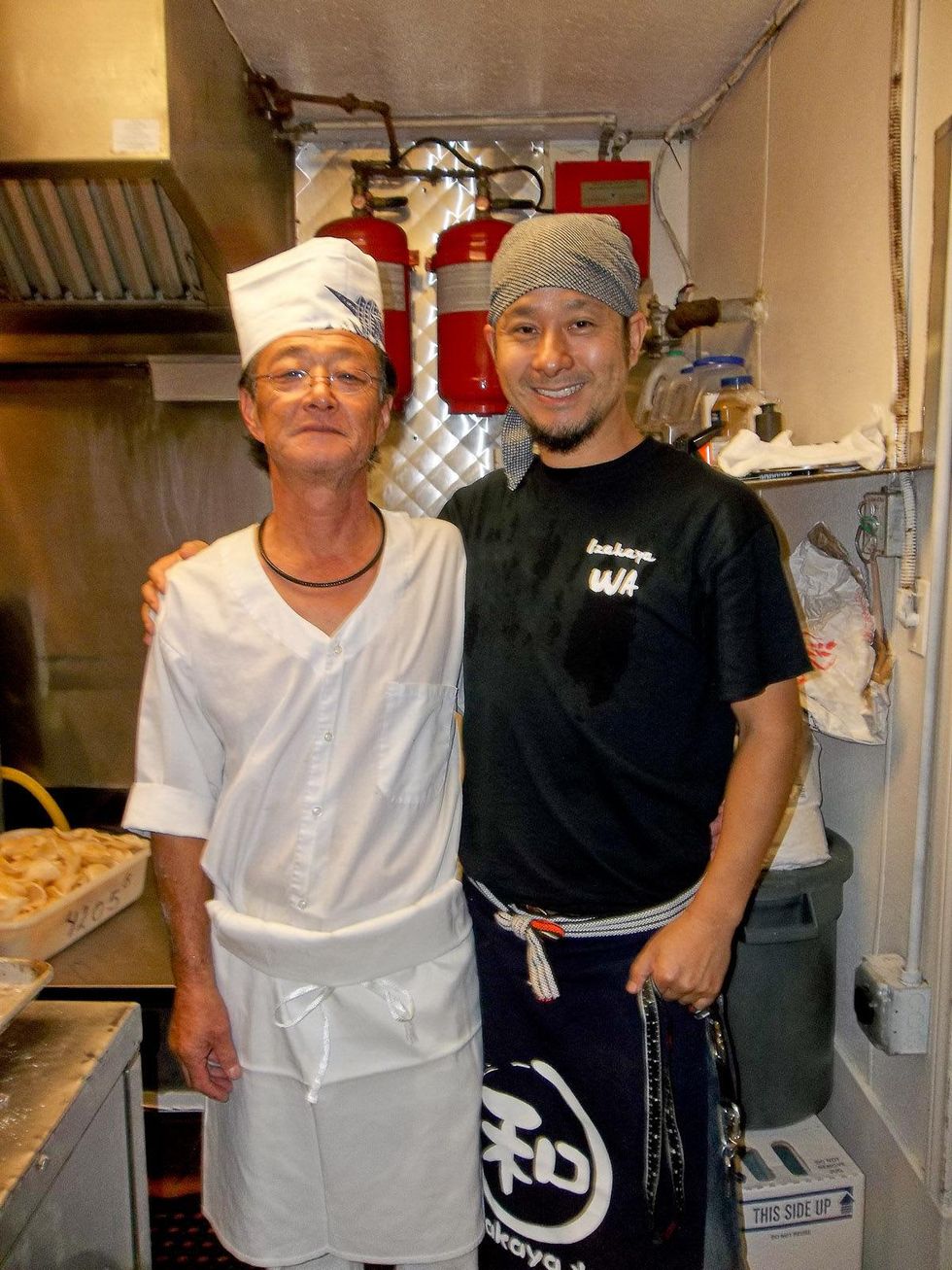 Izakaya-Wa Houston Japanese restaurant in Memorial area October 2013 Chef Hajime Kubokawa, left, with owner Akira Asano