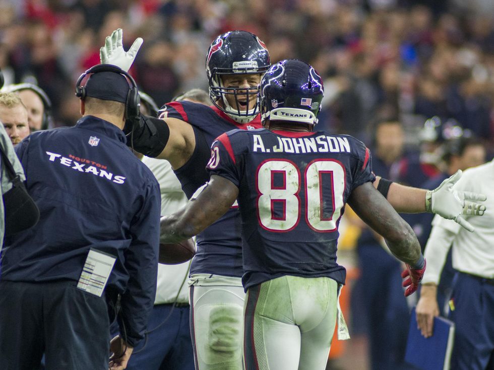 J.J. Watt Andre Johnson hug Texans