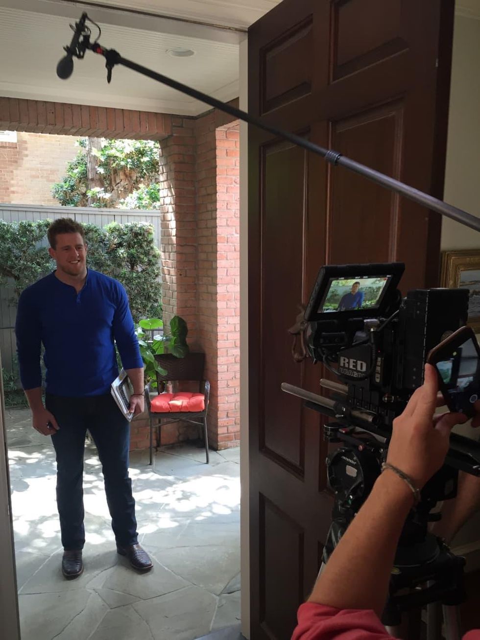 J.J. Watt at Bush home, literacy, 4/16