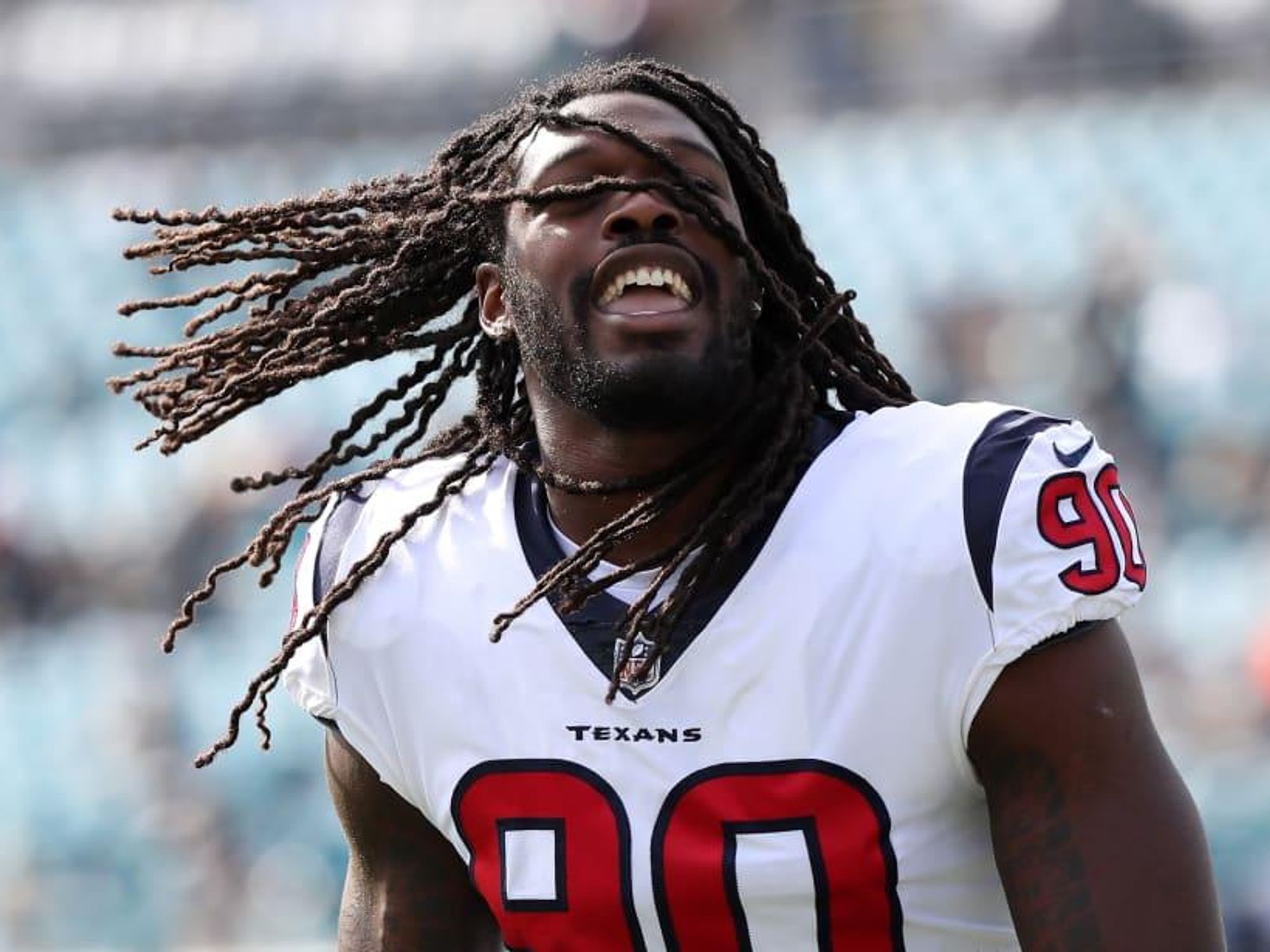 Jadeveon Clowney hair no helmet Houston Texans
