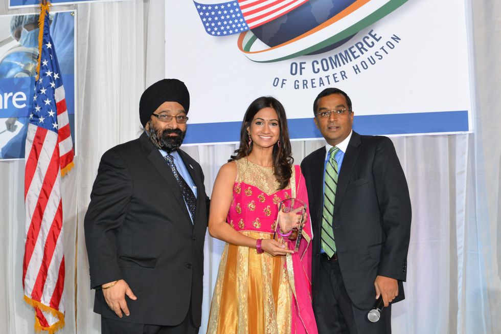 Jagdip Ahluwalla, from left, Rashi Vats and Sanjay Ramabhadran at the IACCGH Gala October 2014