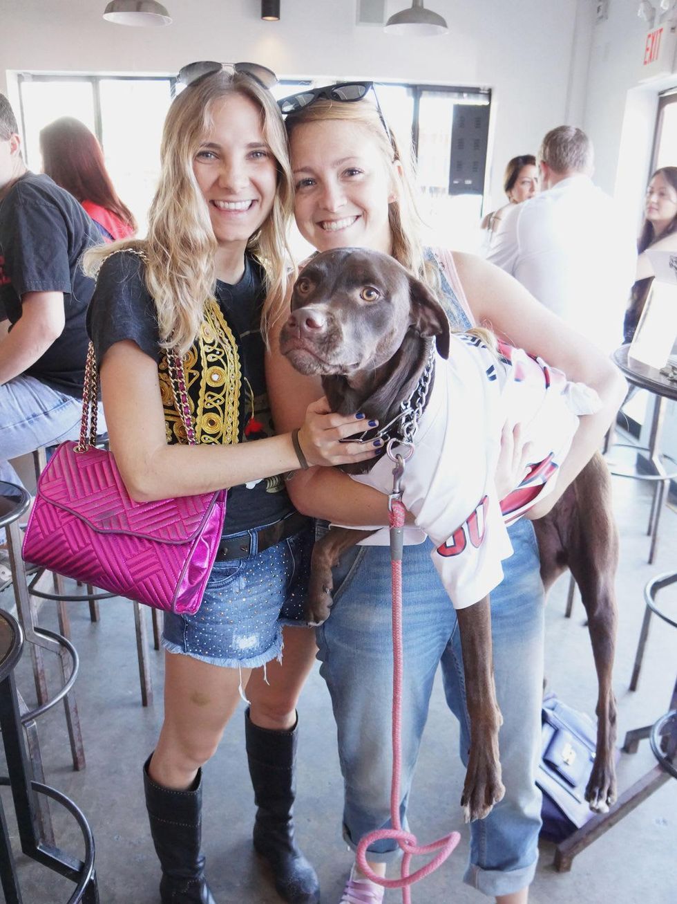 Jaime Glas, from left, Laurel Chick and Zoe at Friends for Life Texans TAILgate party November 2013