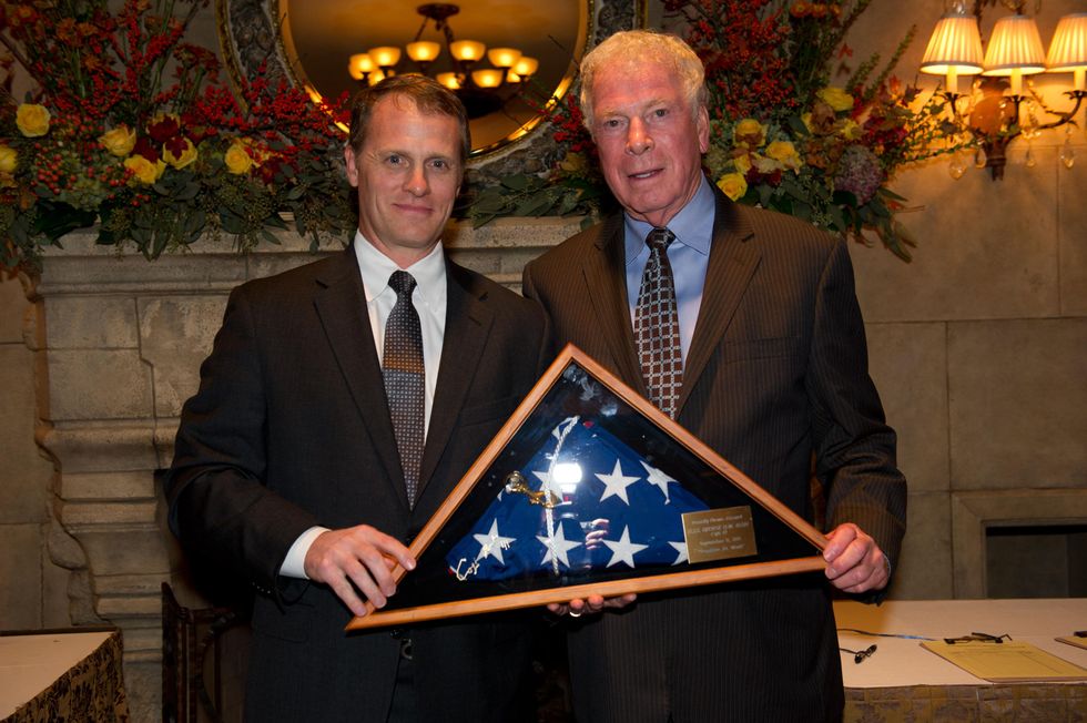 James Davison Jr., left, and James E. Davison at the George Bush Presidential Library Foundation dinner December 2013