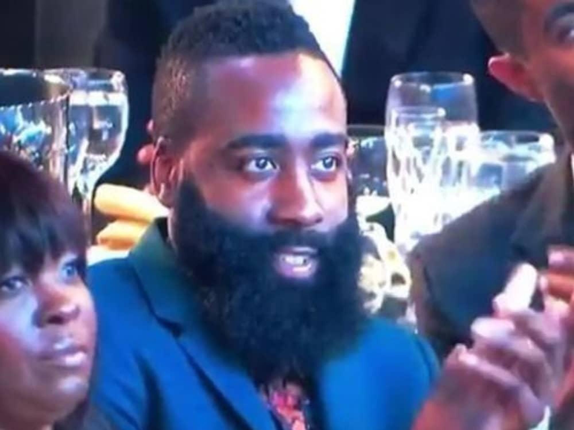 James Harden stares at Nicki Minaj at NBA Awards