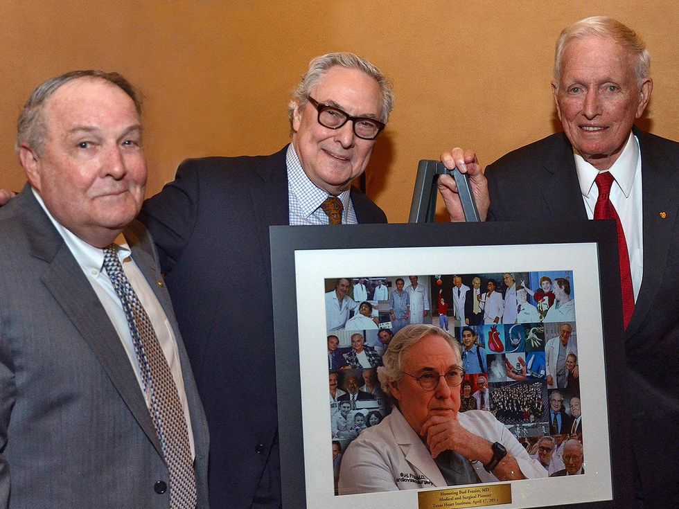 James T. Willerson, from left, Bud Frazier and Dr. Denton A. Cooley at the Texas Heart Institute dinner April 2014