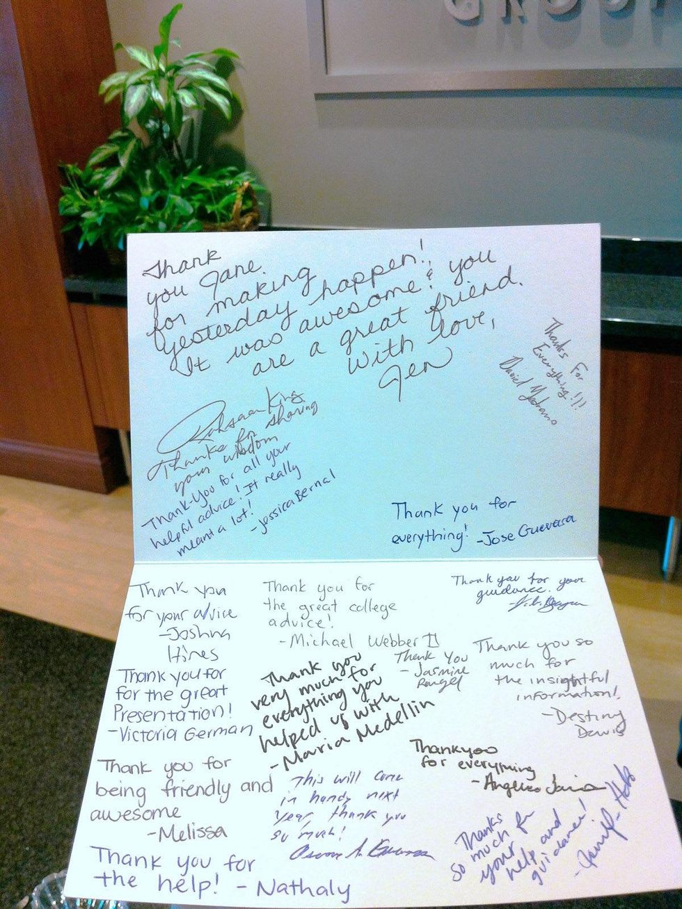 Jane Howze Chinquapin Preparatory School graduation May 2013 thank you note with signatures