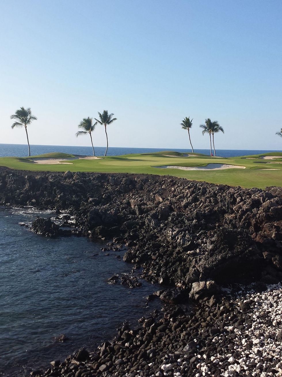 Jane Howze Postcard from the Big Island Hawaii December 2013 15th hole at Mauna Lani