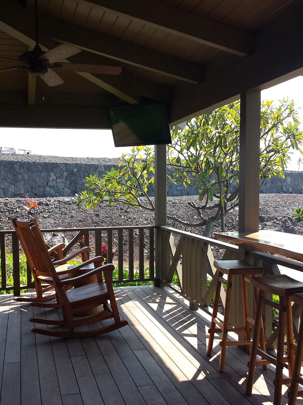 Jane Howze Postcard from the Big Island Hawaii December 2013 Rocking chairs at the halfway house at Kohanaiki