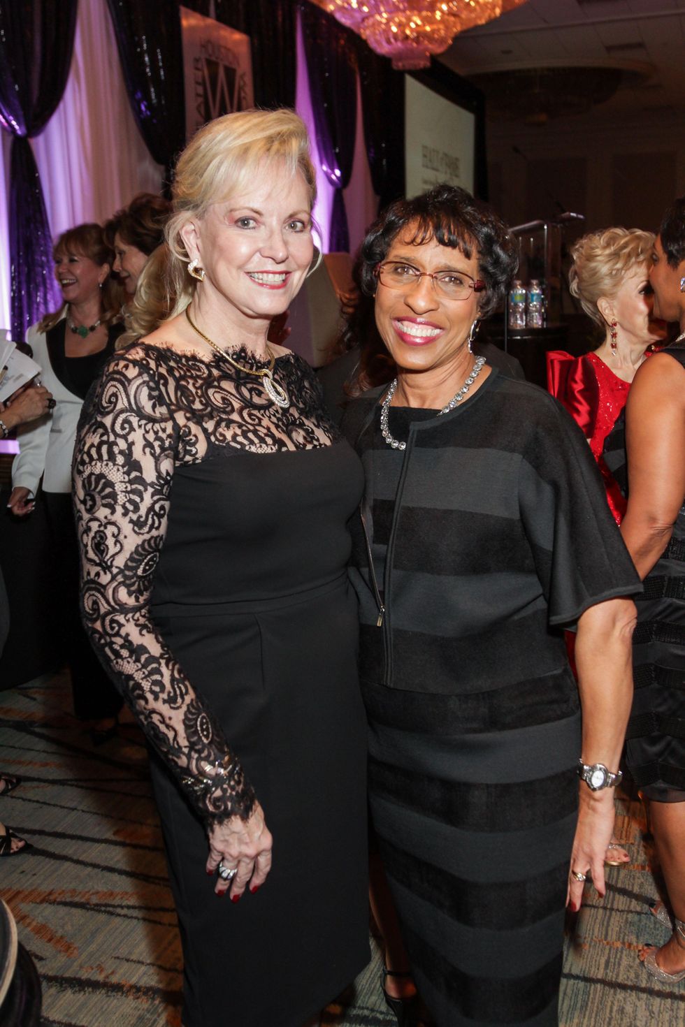 Jane Page Crump, left, and Sharon Owens at the Women's Chamber of Commerce Hall of Fame Gala December 2014
