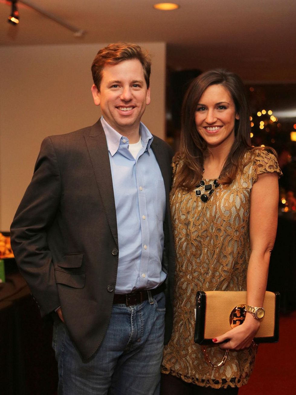Jared Cox and Leah Hanson at the Alley Young Professionals holiday party December 2013