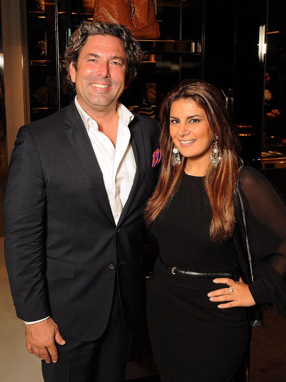 Jared Lang and Behnaz Ghahramani at the Gucci Alley Theatre cocktail party October 2013