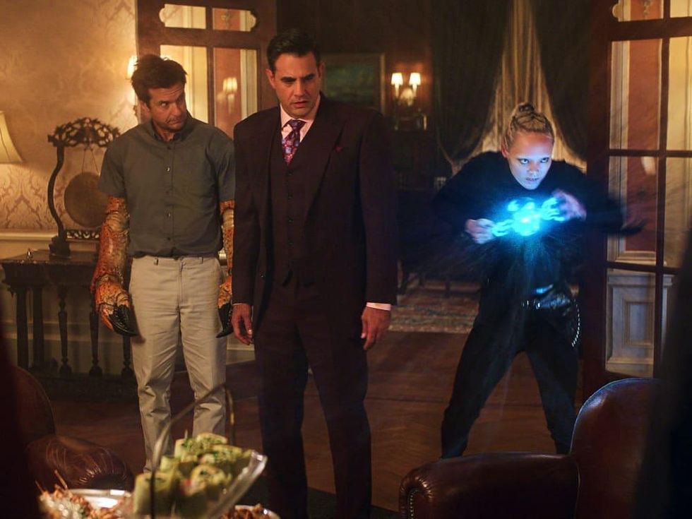 Jason Bateman, Bobby Cannavale, and Pom Klementieff in Thunder Force