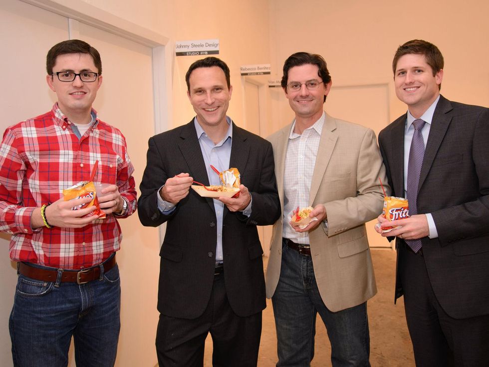 Jason Bernhardt, from left, Justin Whitley, Brett Berly and Kellen Scott at the Camp for All Culinary Challenge November 2013