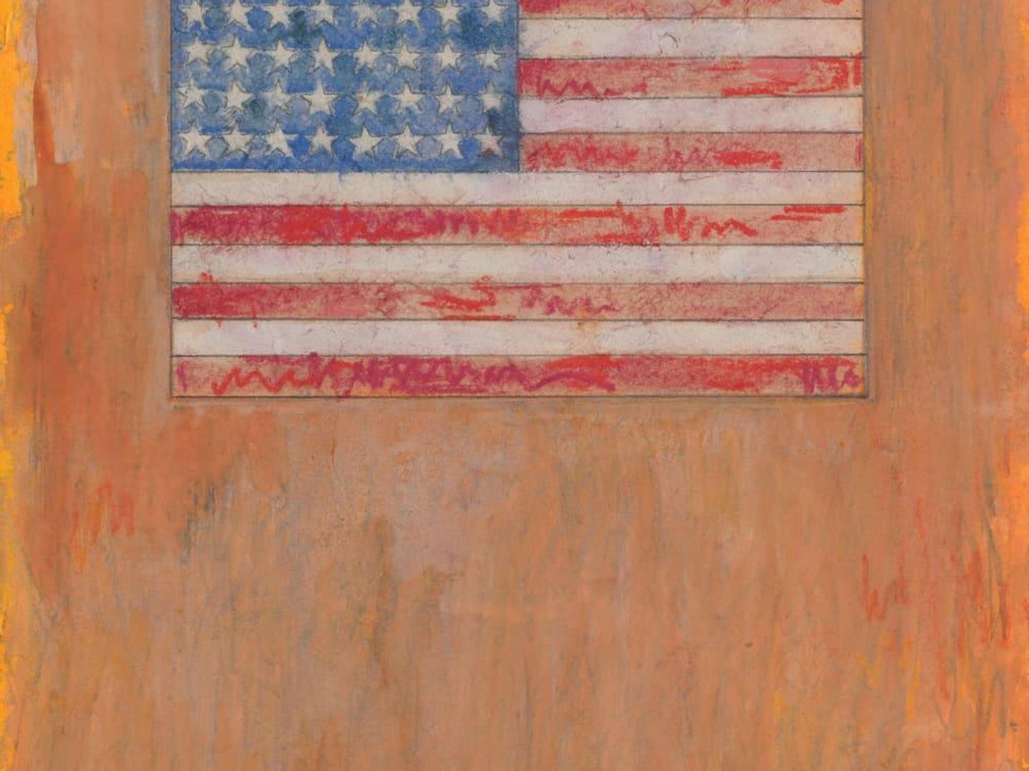 Jasper Johns, Flag on an Orange Field drawing