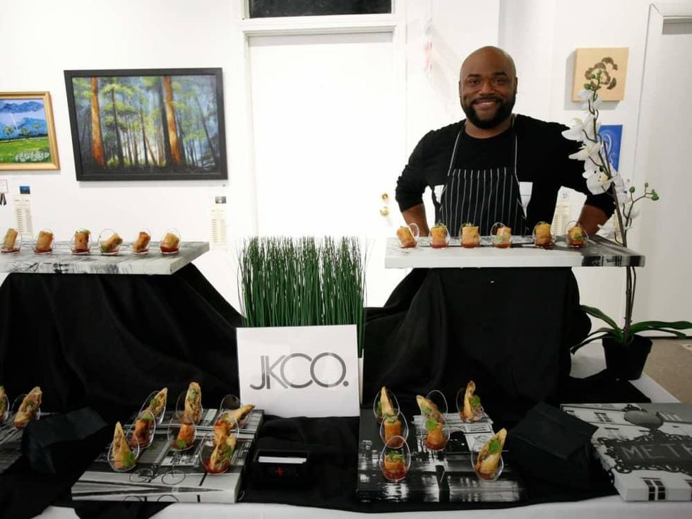 Javani King offered Art on the Avenue Preview Party guests a savory treat with pork and shrimp spring rolls with a Thai chili sauce