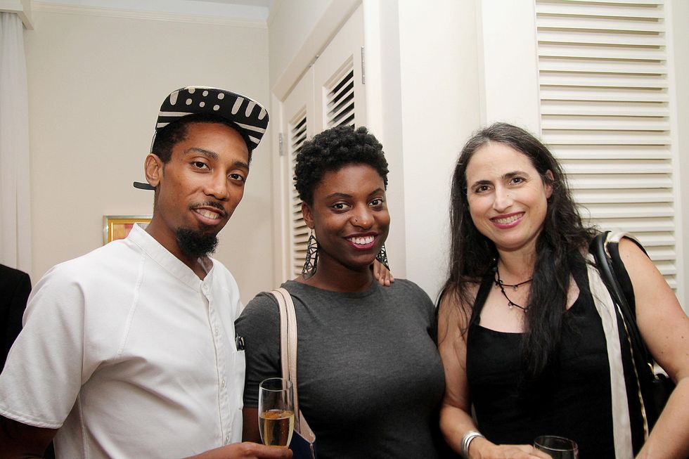 Jawwaad Taylor, from left, Ryan Dennis and Annette Eldridge at the Da Camera Jason Moran launch party September 2014