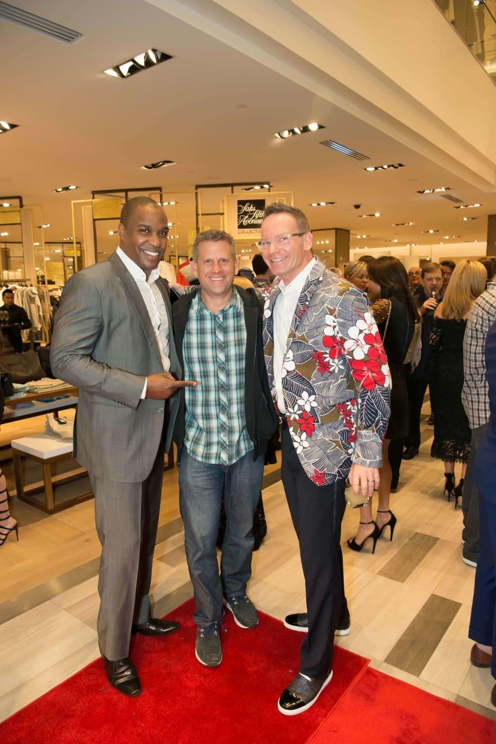 Jay Wayman, John Brenkus, Rob Vaka at Saks Super Bowl party