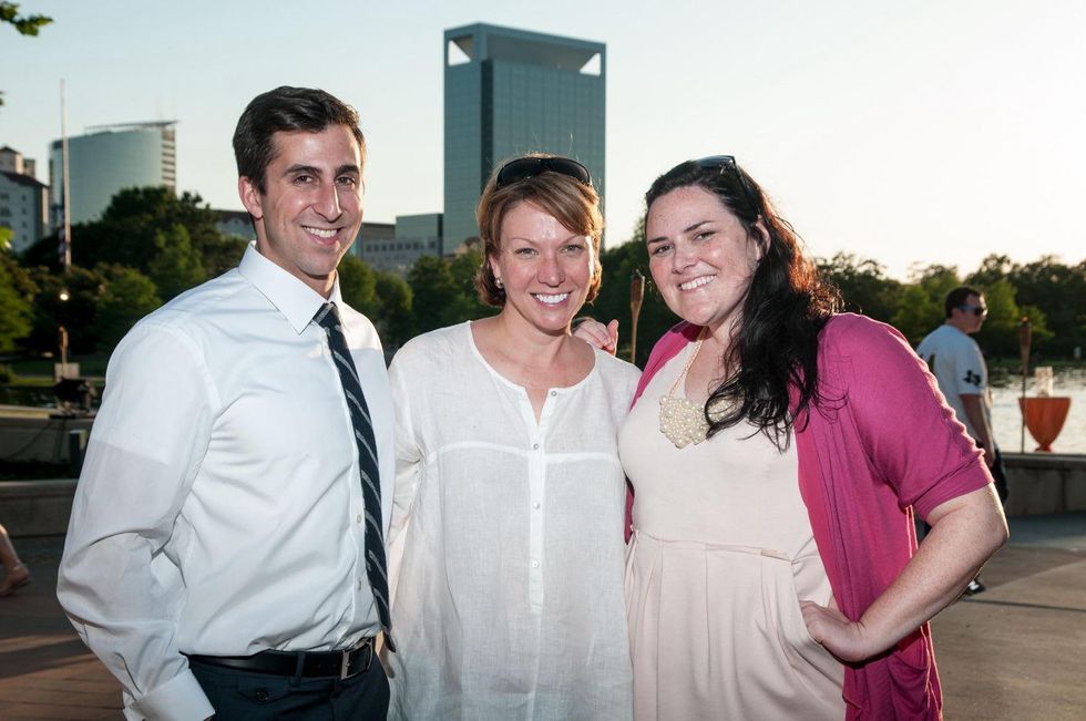 Jay Zeidman, from left, Natalie Herzon and Dawn M. Gillespie at the Urban Green Birthday en Blanc May 2014