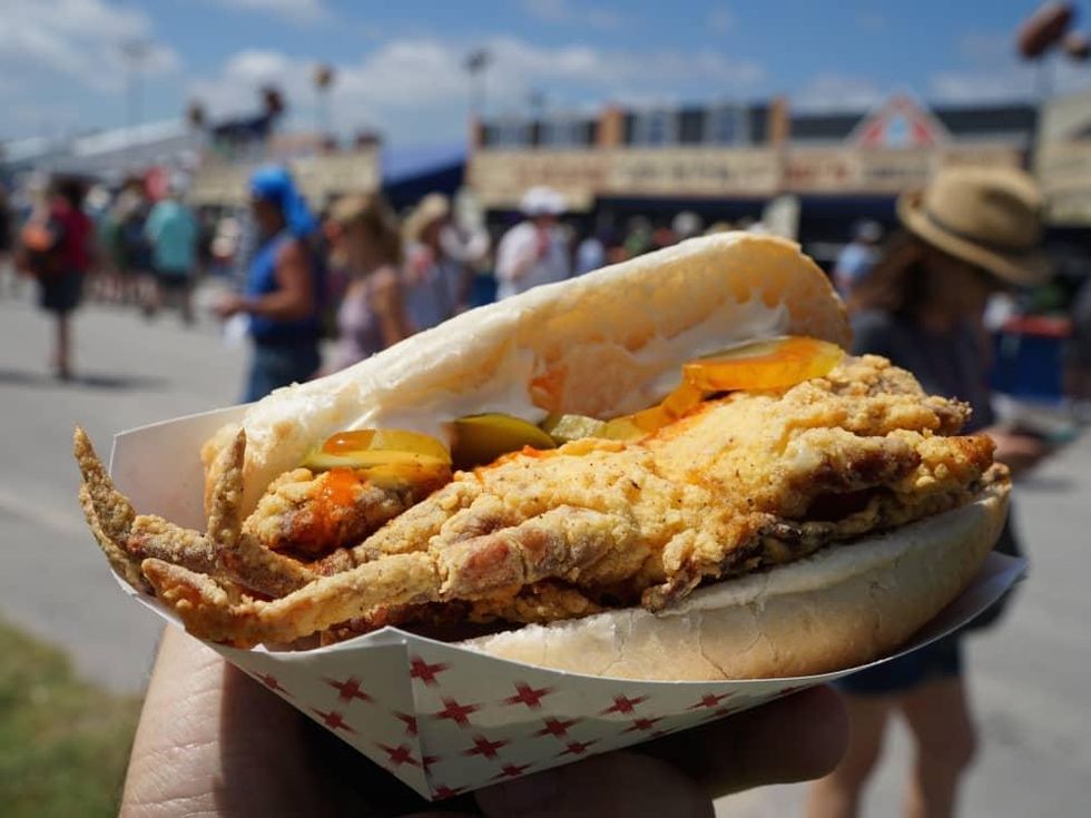 Jazz Fest in New Orleans soft shell crab sandwich