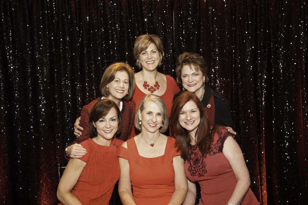Jean Chapman, Robyn Barnes, Beth Wolff, Suzy Sherron, Susan Hansen, and Denice Pittman at the Go Red For Women luncheon May 2014