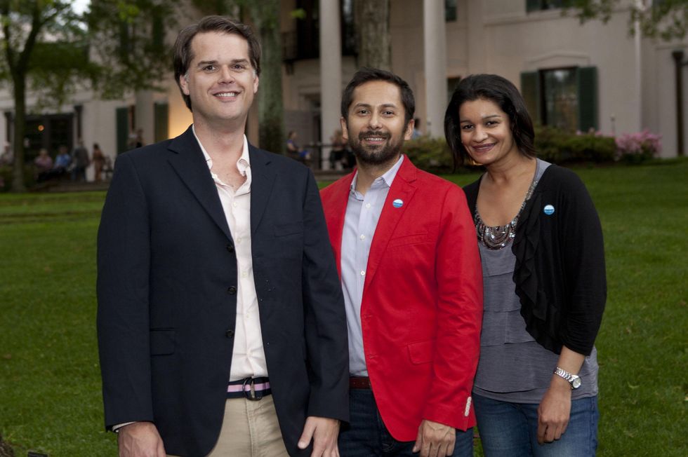 Jeff Bradley, from left, Manny Gonzales and Rakhee Fharma at Bayou Bend's Bubbly on the Bend April 2014