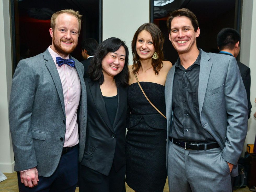 Jeff Gilmer, from left, Kiju Joh, Melissa Seuffert and Kevin Gilbert at the Young Professionals Backstage party January 2014