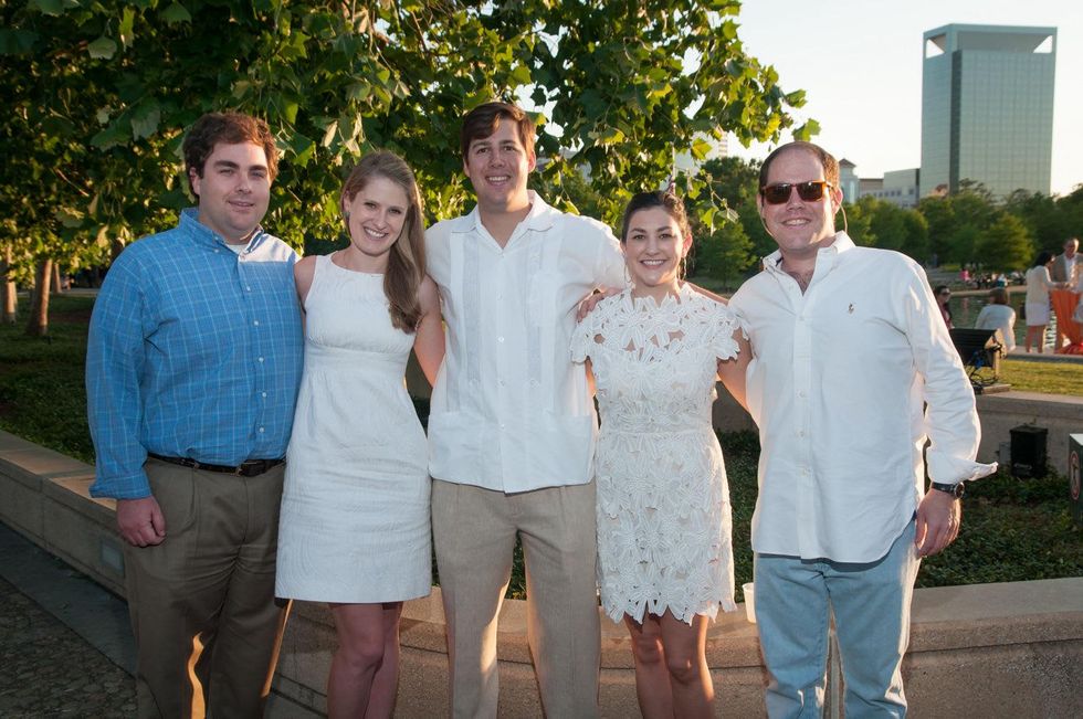 Jennifer Hobson, from left, Gregory Kaldis, Kelly and David Leonard and Jon Sanfelippo at the Urban Green Birthday en Blanc May 2014